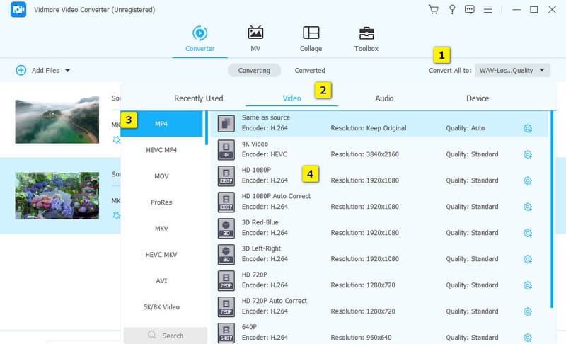 iPod 変換 Vidmore ファイル設定