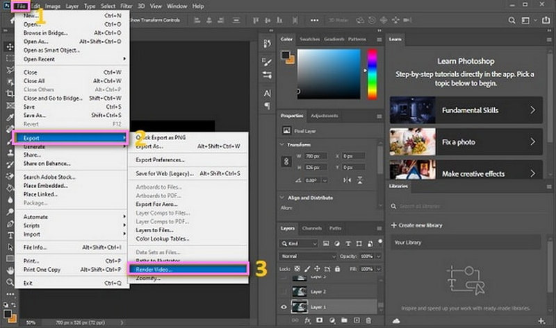 Photoshop で GIF を MP4 に変換