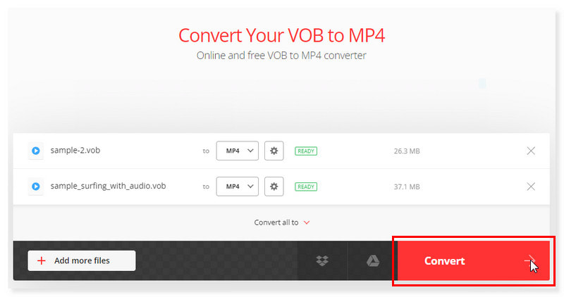 Convertio VOBファイルを変換