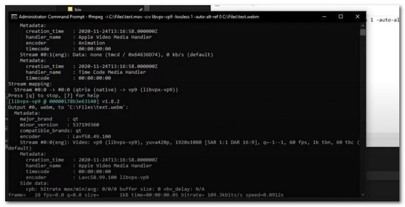 FFMPEGでWEBMファイルを処理