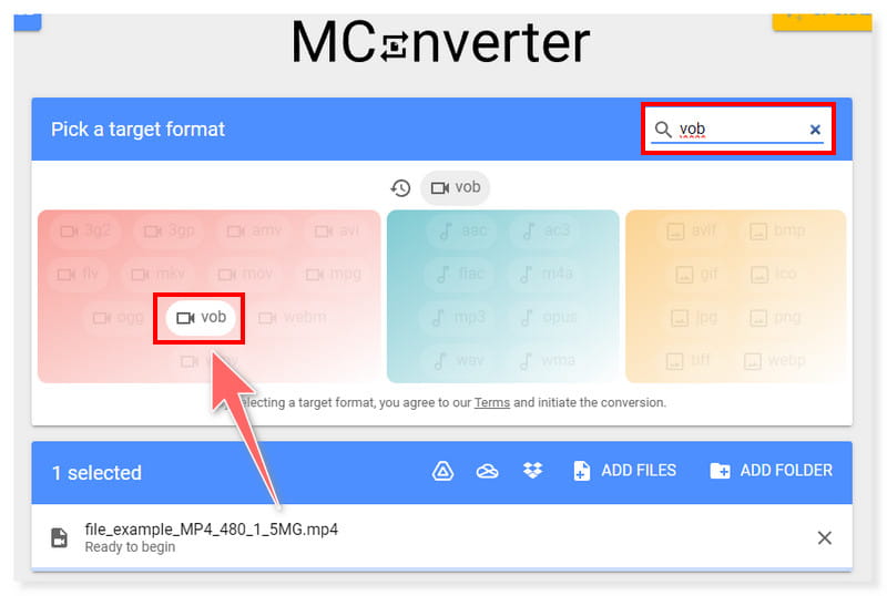 MConverter MP4 から VOB へのコンバーター
