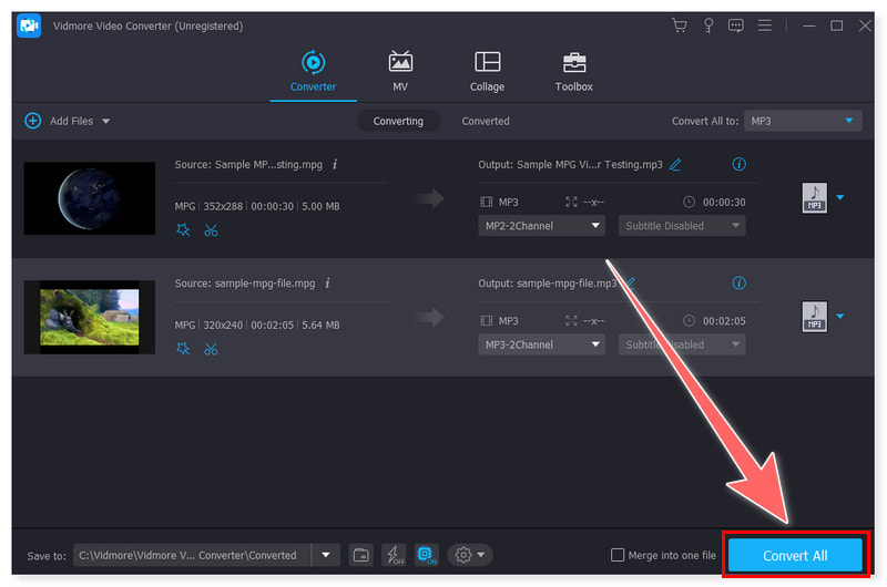 Vidmore ファイルを MP3 に変換