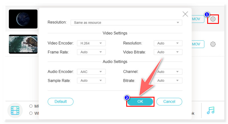 Vidmore オンライン MOV 形式を選択