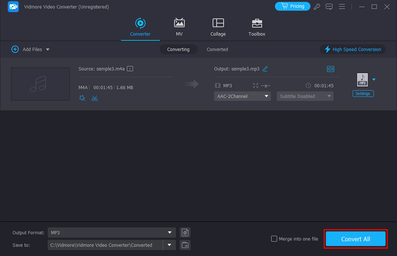 「すべて変換」ボタンで保存