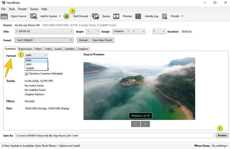 Handbrake　MOVファイルを変換