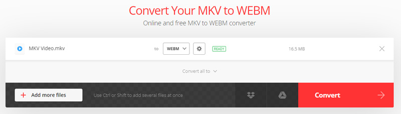 ConvertioでWebMを選択