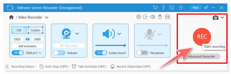 Vidmore で画面録画を開始