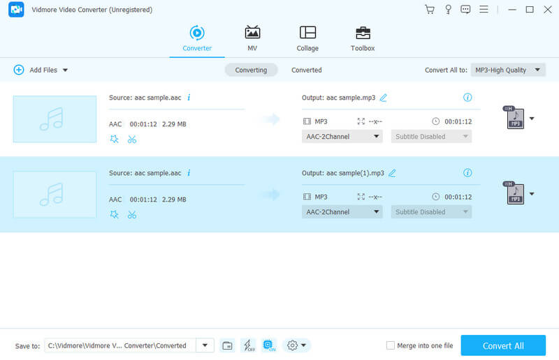 AACからMP3へのコンバーター Vidmore