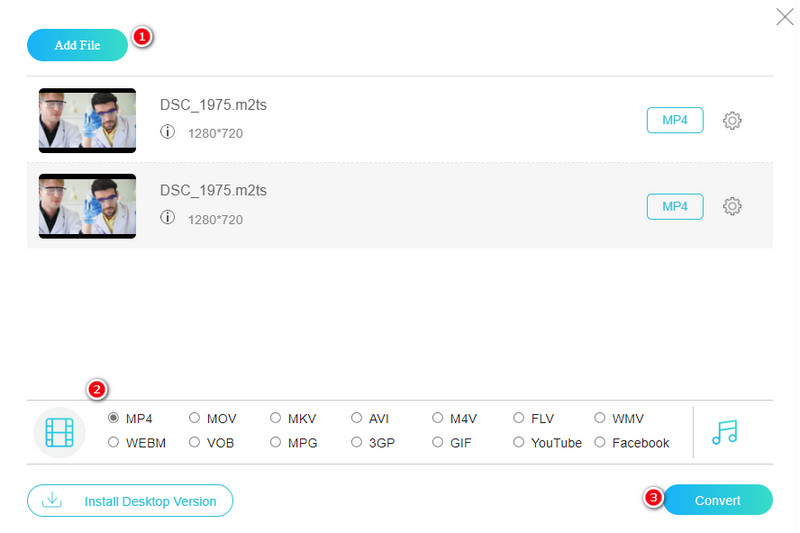 M2TS MP4 Vidmore オンライン 変換
