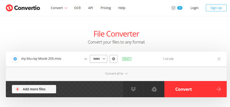 MOV WMV コンバーター Convertio