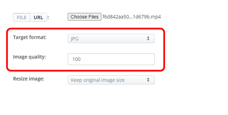 Aconvert で希望の画質を選択