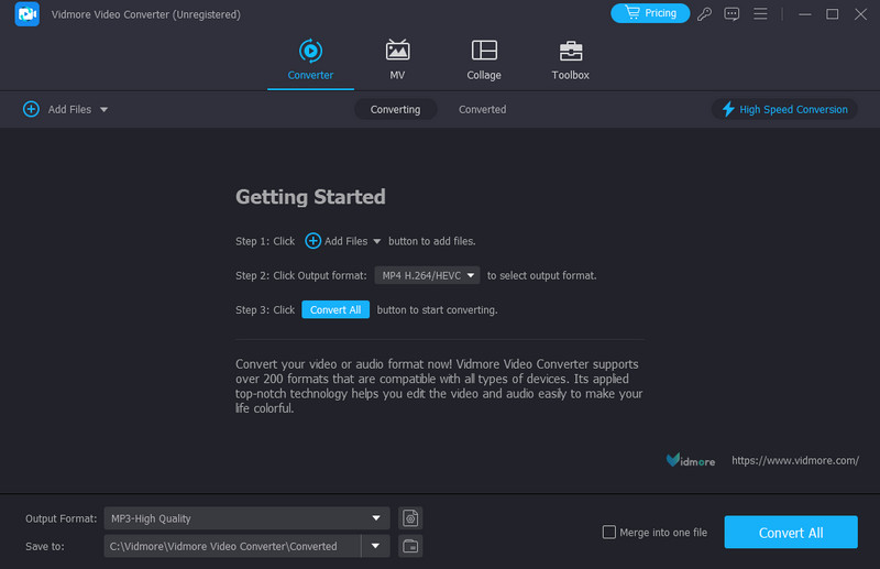 Vidmore Video Converter のインターフェース