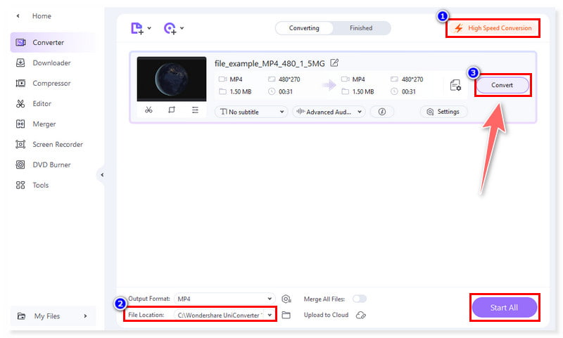 Wondershare 変換の開始