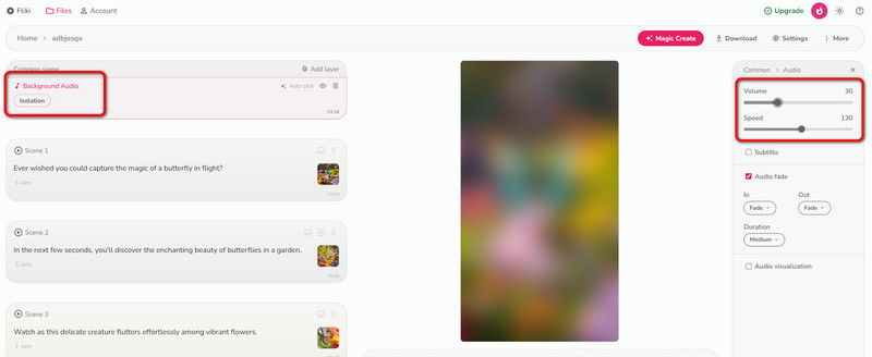 音楽を追加して音量を調整