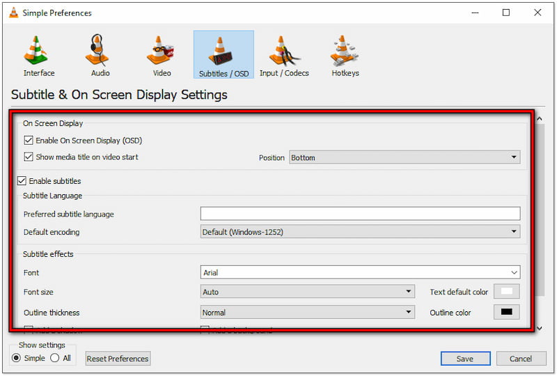 字幕設定を調整する