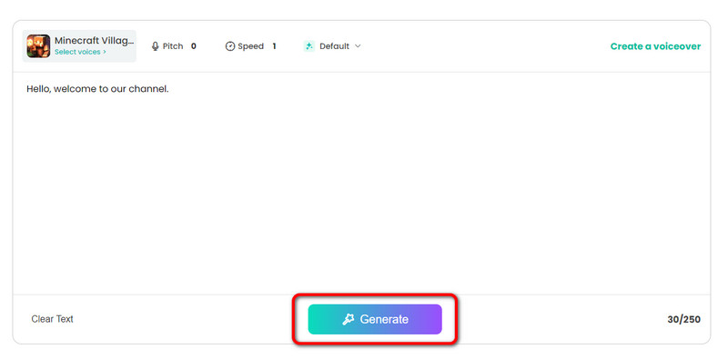 Generateボタンをクリック