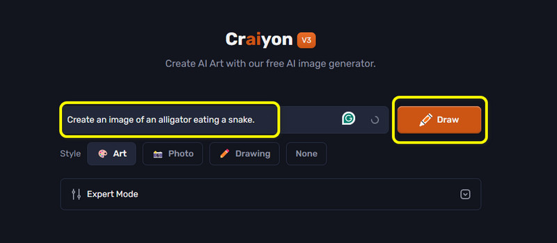 Craiyon で「Draw」をクリック