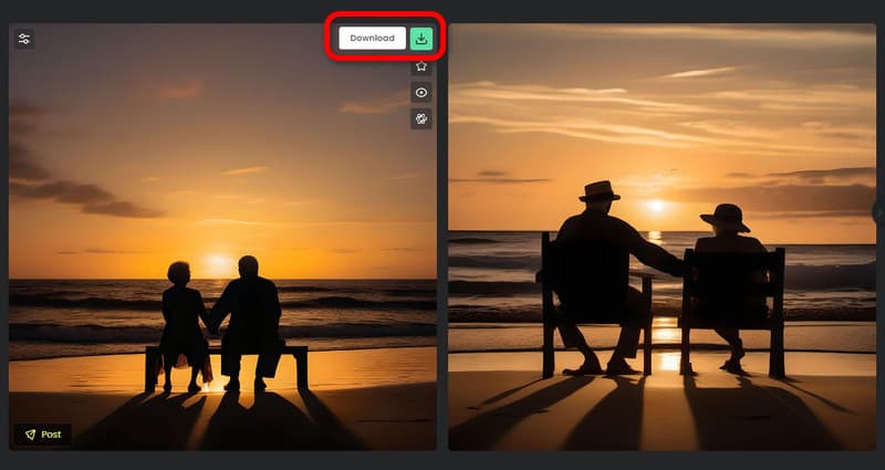 Fotor のダウンロードボタンをクリック