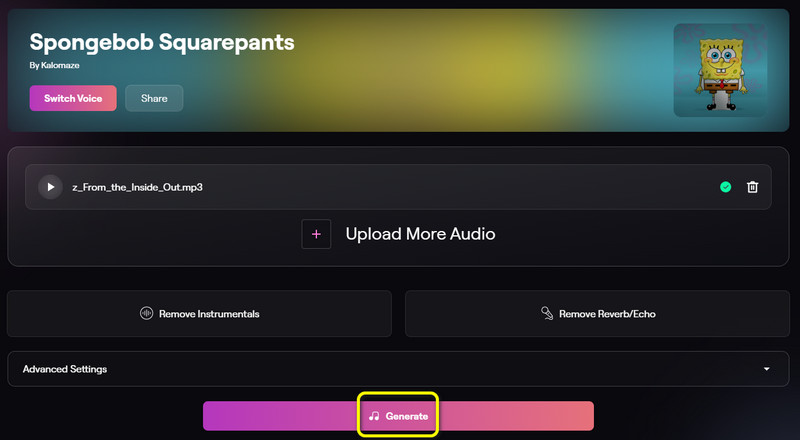 最後に生成ボタン