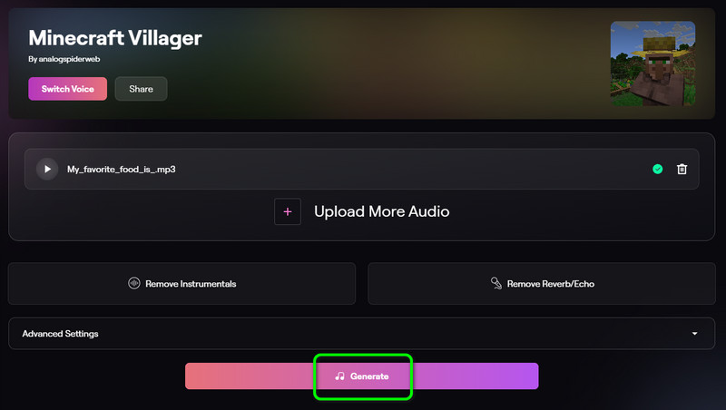 村人AIボイス生成プロセス