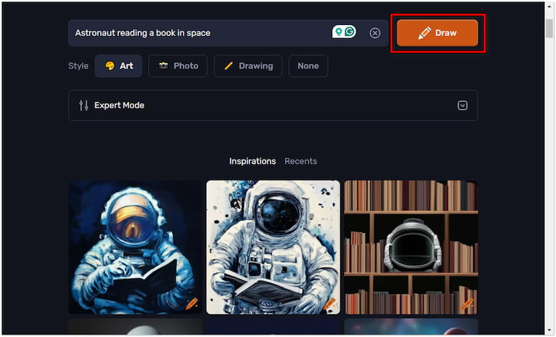 画像生成を開始