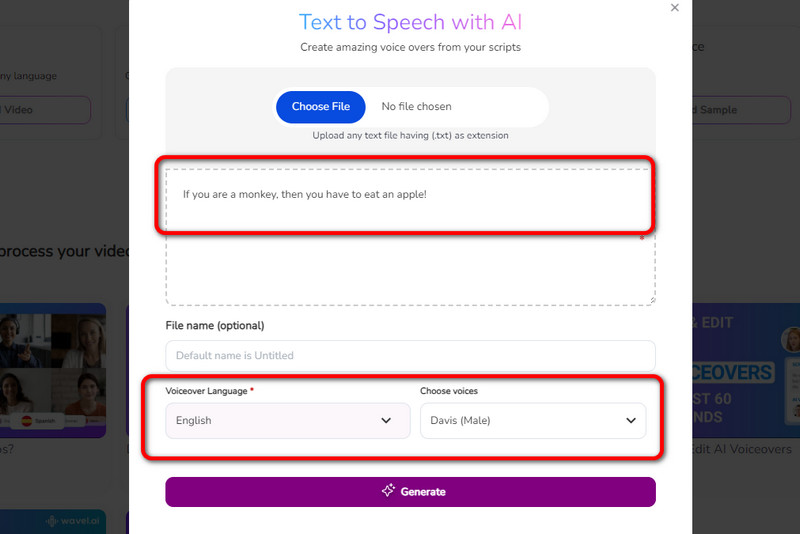 テキストを入力し、好みのボイスを選択