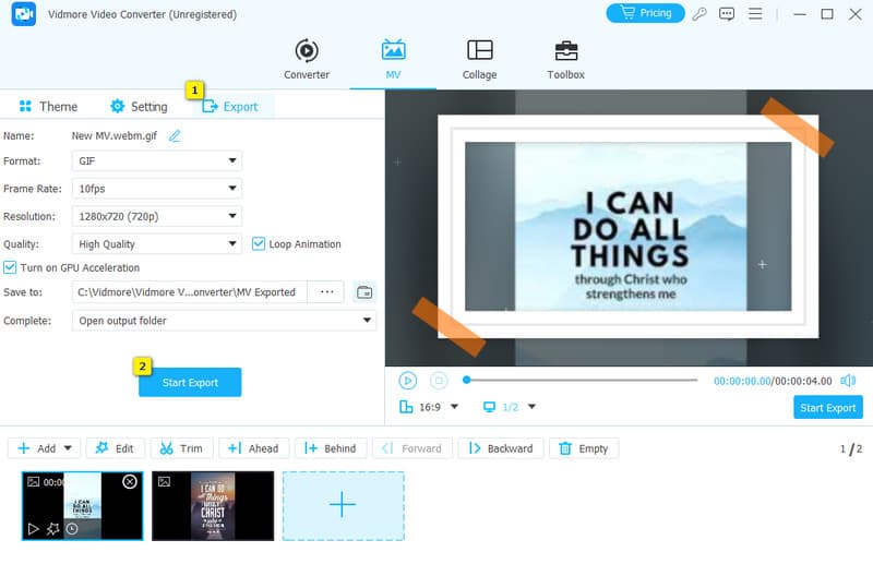 JPG PNG を WebM に変換 Vidmore 書き出し