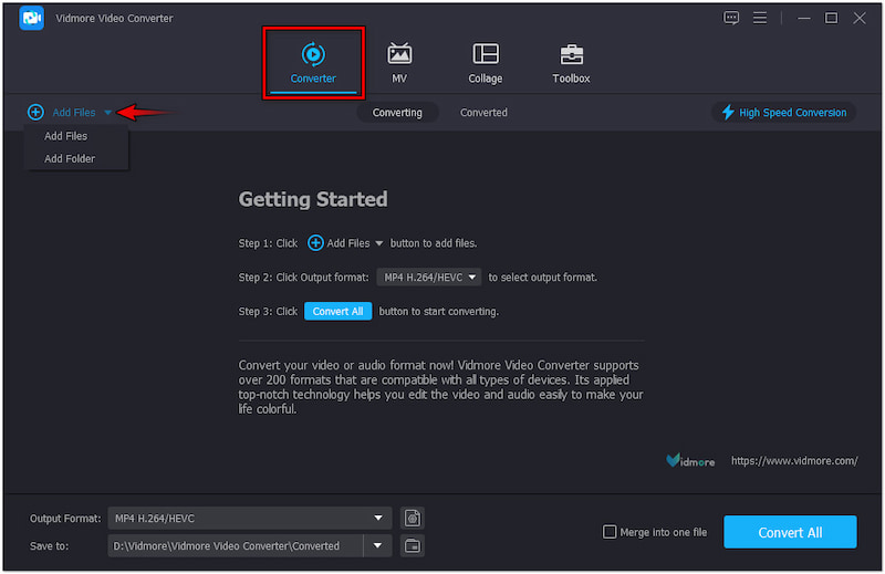 コンバータタブにアクセス