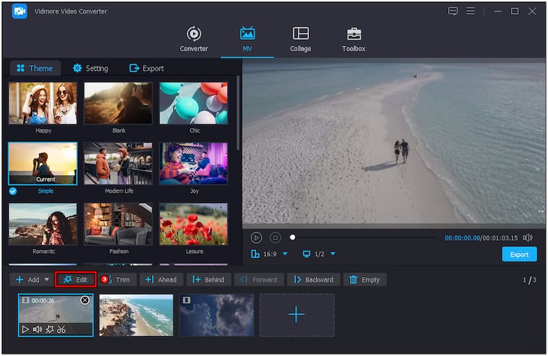 テキストを追加する動画を読み込み