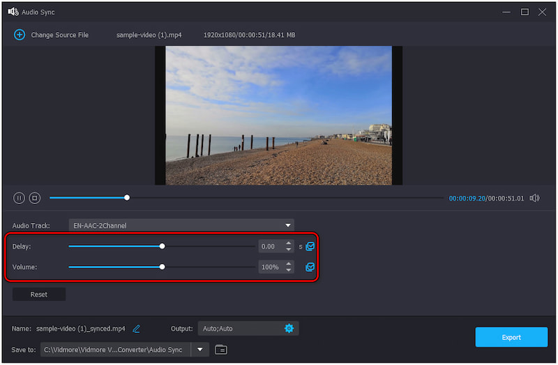 ディレイと音量を調整
