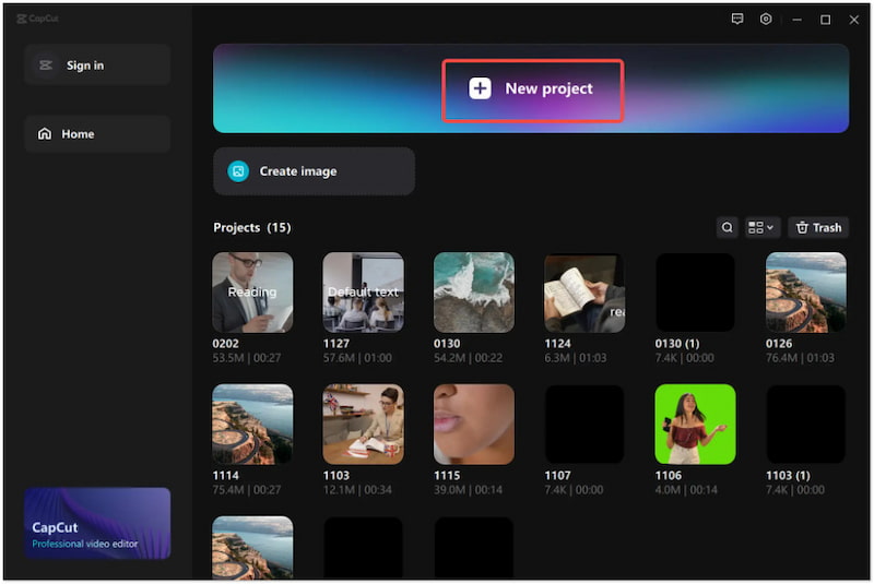 新規プロジェクトを作成
