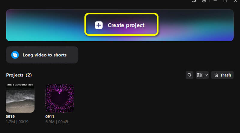 Create Project ボタン