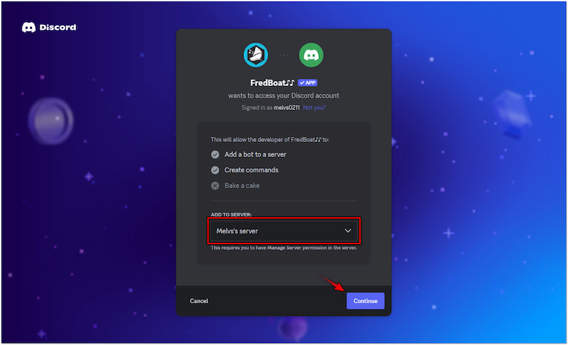 Enter Server Name（サーバー名を入力）