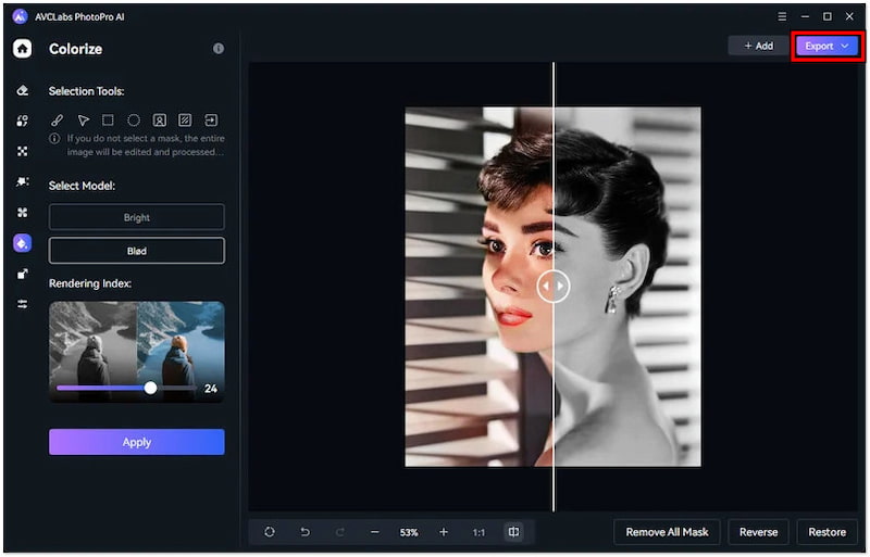 カラー化した画像をエクスポート