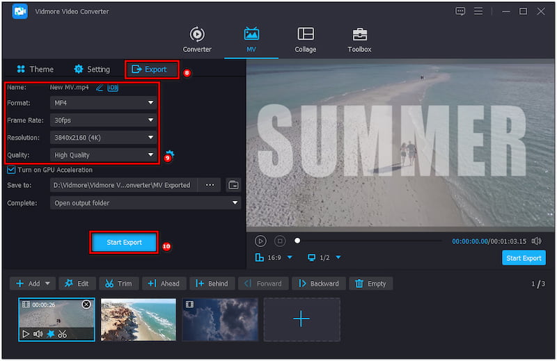 書き出し動画をエクスポート