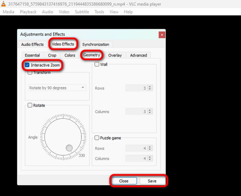 閉じるボタンをクリック