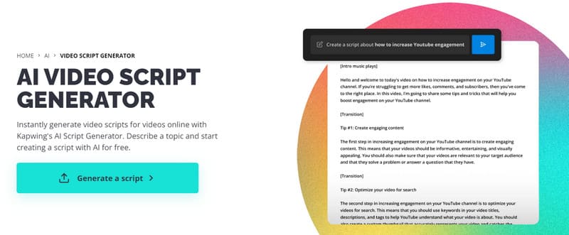 Kapwing スクリプトジェネレーター