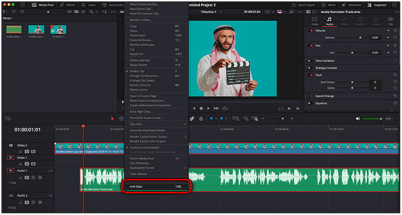 タイムライン上でクリップをリンクする