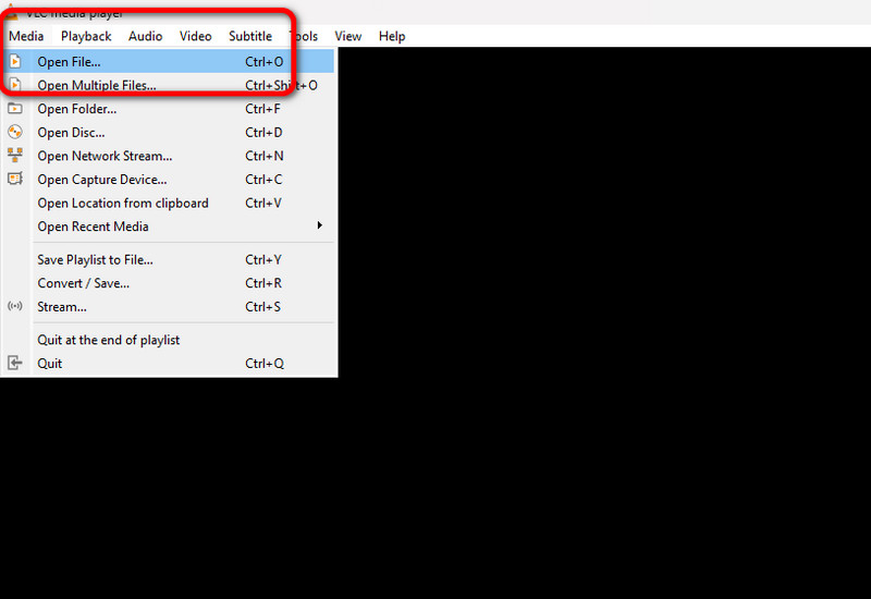 メディアからファイルを開く（VLC）.