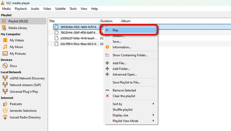 右クリックして再生