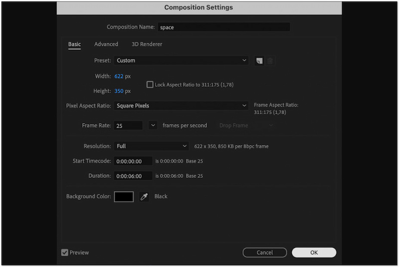 コンポジション設定を行う