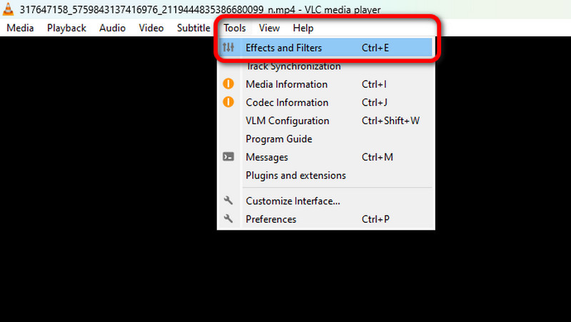 ツールの「エフェクトとフィルター」オプション