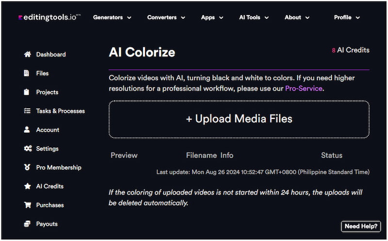 メディアファイルをアップロード