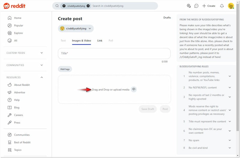 動画をドラッグ＆ドロップ