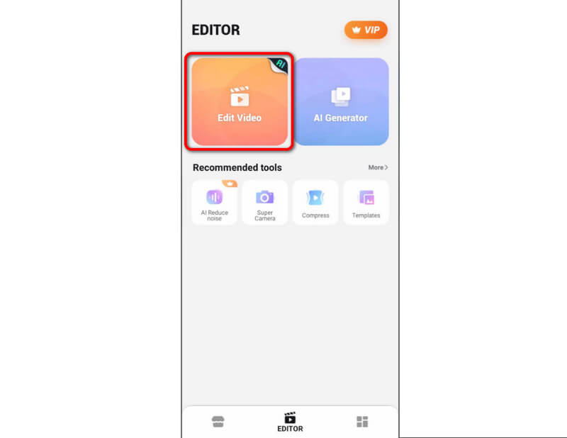 Edit Videoオプションをタップ