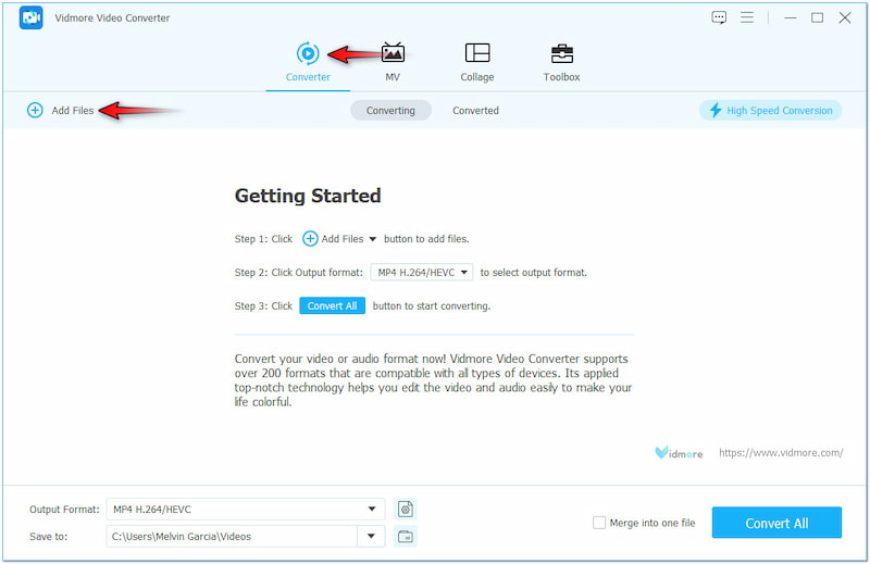 コンバータータブに切り替え