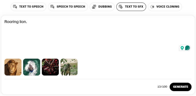 テキスト・トゥ・SFX 機能