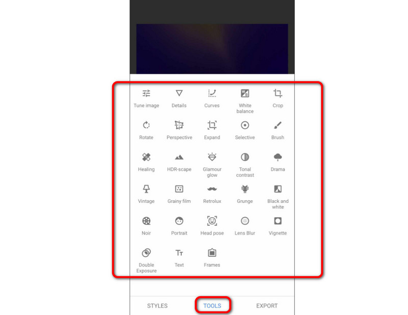 ツールセクションで編集