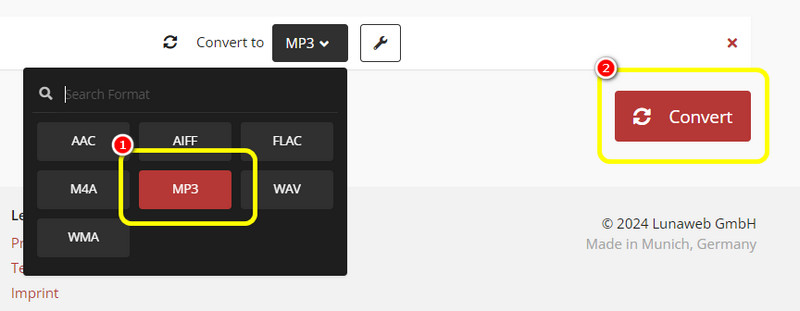 Cloudconvert で「Convert」をクリック