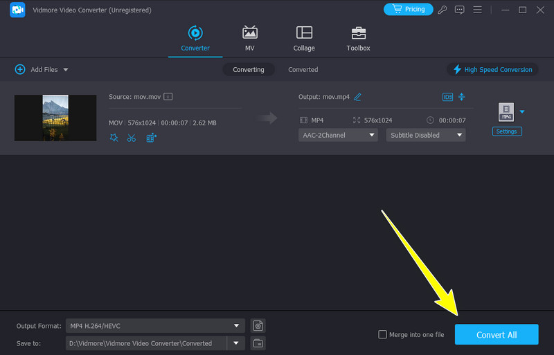 MOV を変換 – すべて変換ボタン – Vidmore